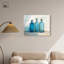 Trois bouteilles bleues, art floral campagnard en acrylique par Art Remedy, prêt à être accroché-115073027