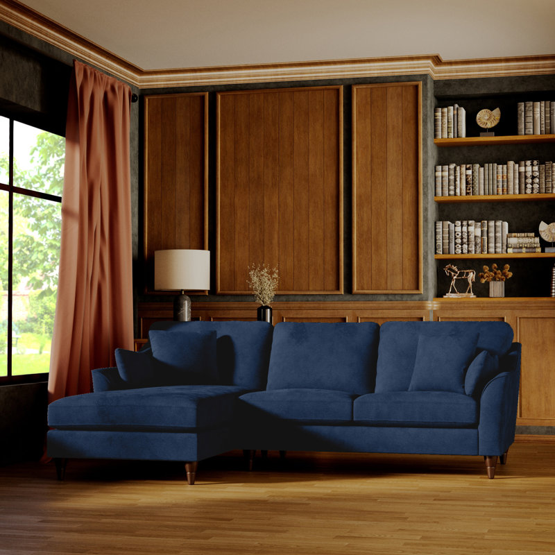 Melbern 3 Seater Corner Sofa, Navy, Left Hand Facing