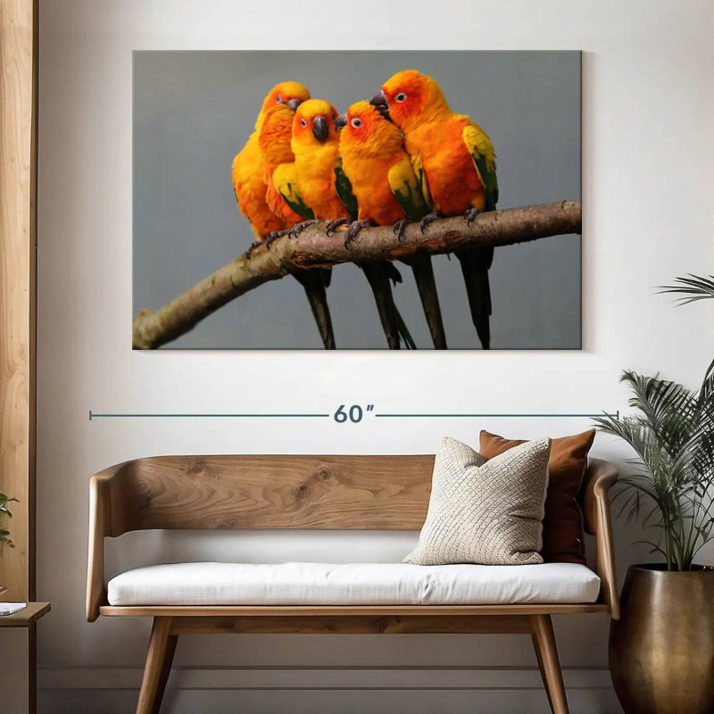Wild Sun Parakeets, 34" H x 51" W
