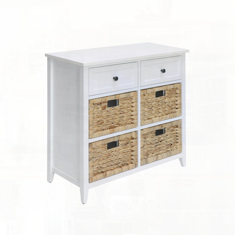 Commode d'appoint rectangulaire à 6 tiroirs Flavius, Blanc