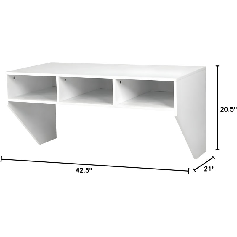 Wall Mounted Floating Desk With Storage Shelves, Space-Saving Home Office Workstation For Laptop, PC, And Study