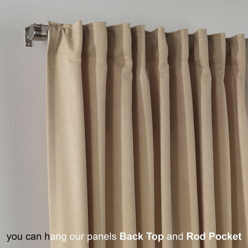 Solid Colour Kitchen Curtain, 100" W x 60" L, Beige