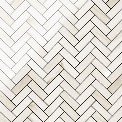 Tuscany Marble 1x3 Herringbone Mosaic Polished Calacatta Gold