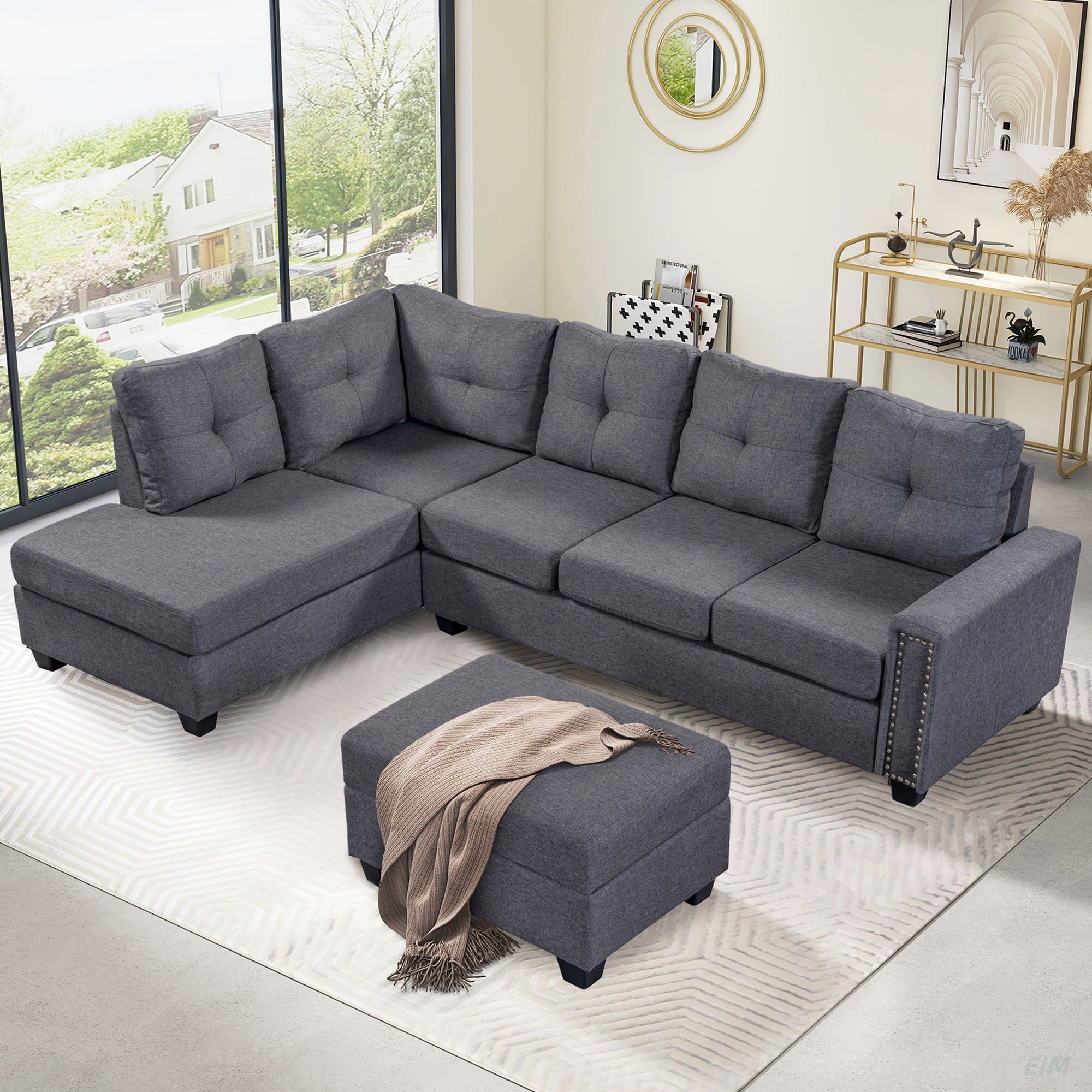 Latitude Run® Reversible Sectional Sofa Space Saving With Storage ...