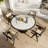 Luxury Modern 4-seater Round Solid Wood Base Dining Table With Lazy Susan