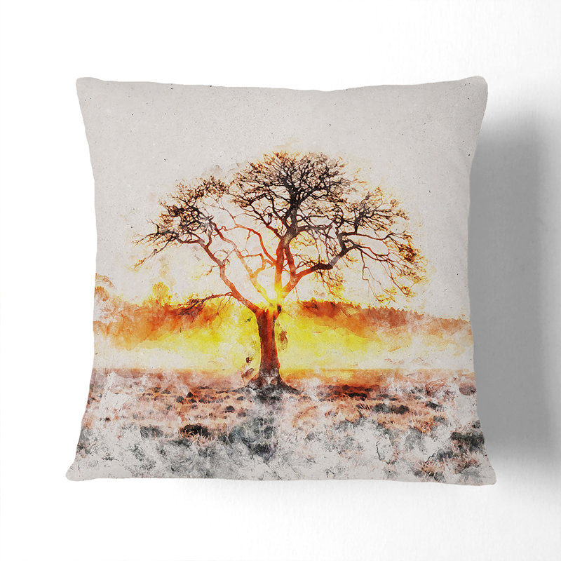Sunlight Through the Oak Tree Cushion with Filling, Stone, 40cm H x 40cm W x 15cm D