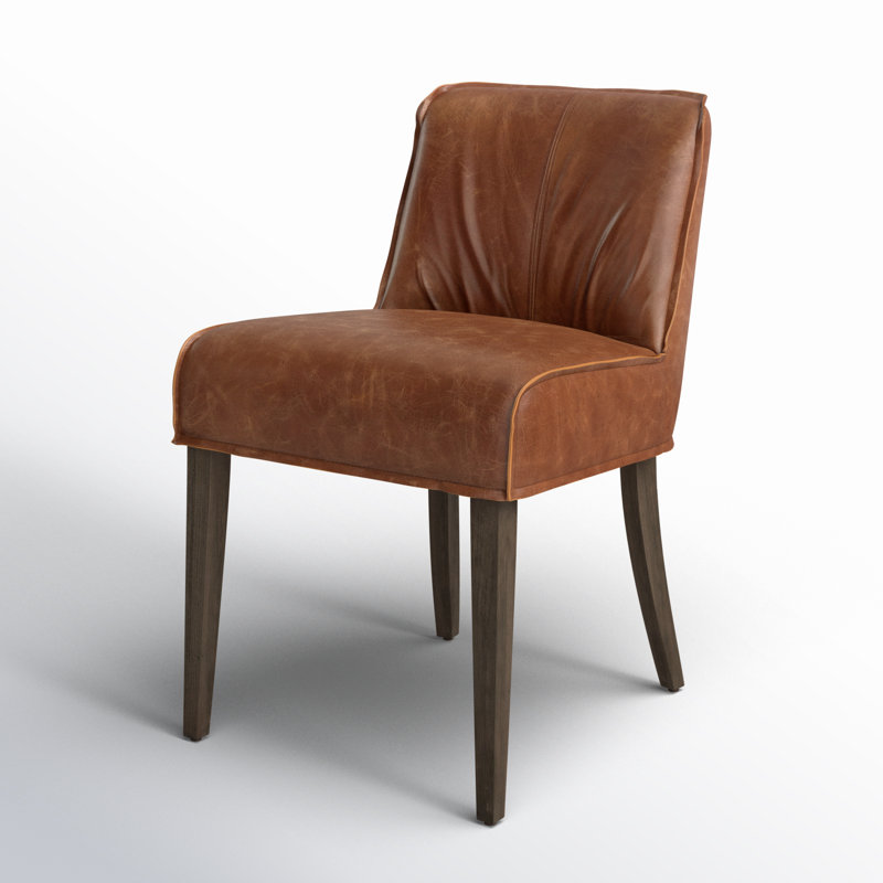 Morrow Leather Upholstered Back Side Chair in Cognac/Red Brown