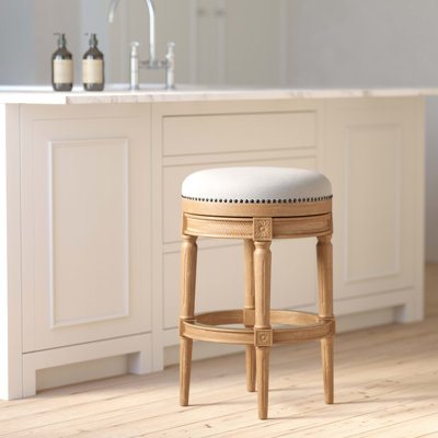 Backless Swivel Bar Stool, Weathered Natural