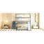 Lit simple superposé au dessus d'un lit double avec glissade, lit maison avec glissade, gris