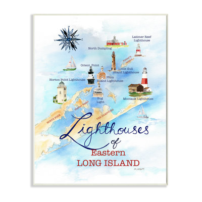 Carte nautique des phares de Long Island par Melissa Hyatt LLC - Impression sur toile