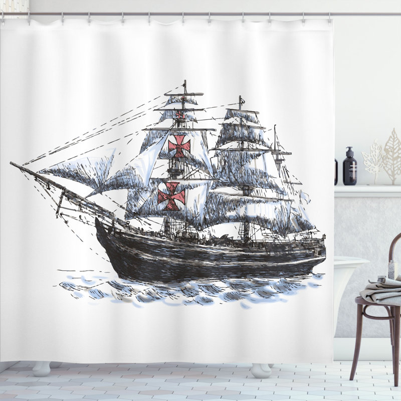 Shower Curtain with Hooks Included, 75" H x 69" W