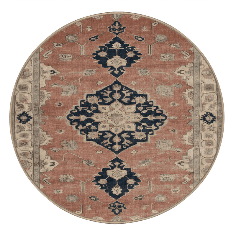 Tapis brun lavable à la machine, Rond 5 pi