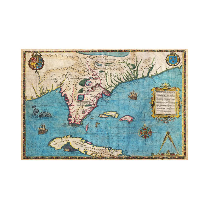 Map Of Florida & Cuba (1588) by Jacques Le Moyne De Morgues - Wrapped Canvas Gallery-Wrapped Canvas Giclée