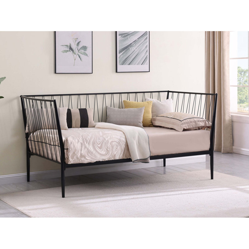 Transitional Metal Daybed Frame with Slatted Platform