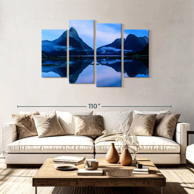 Lynelle Mirrored Milford Sound, 48" H x 75" W