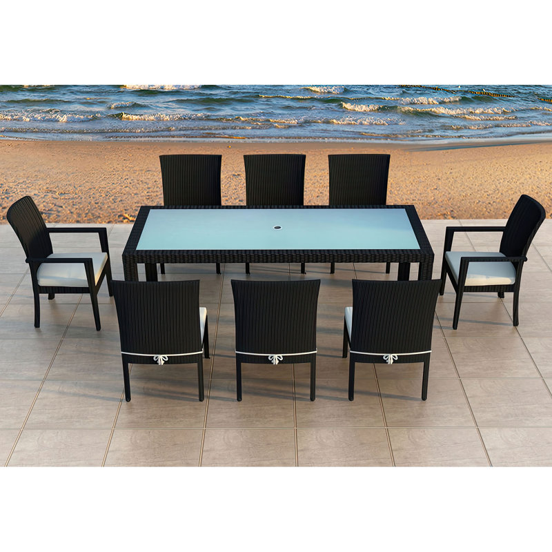 Urbana Outdoor - Piece Dining Set, Cast Silver Sunbrella®, Coffee Bean, 8