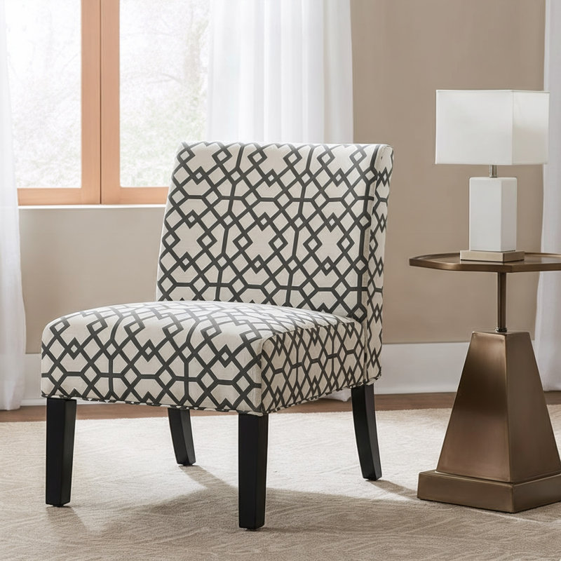 Aerius Upholstered Accent Chair, White/Gray