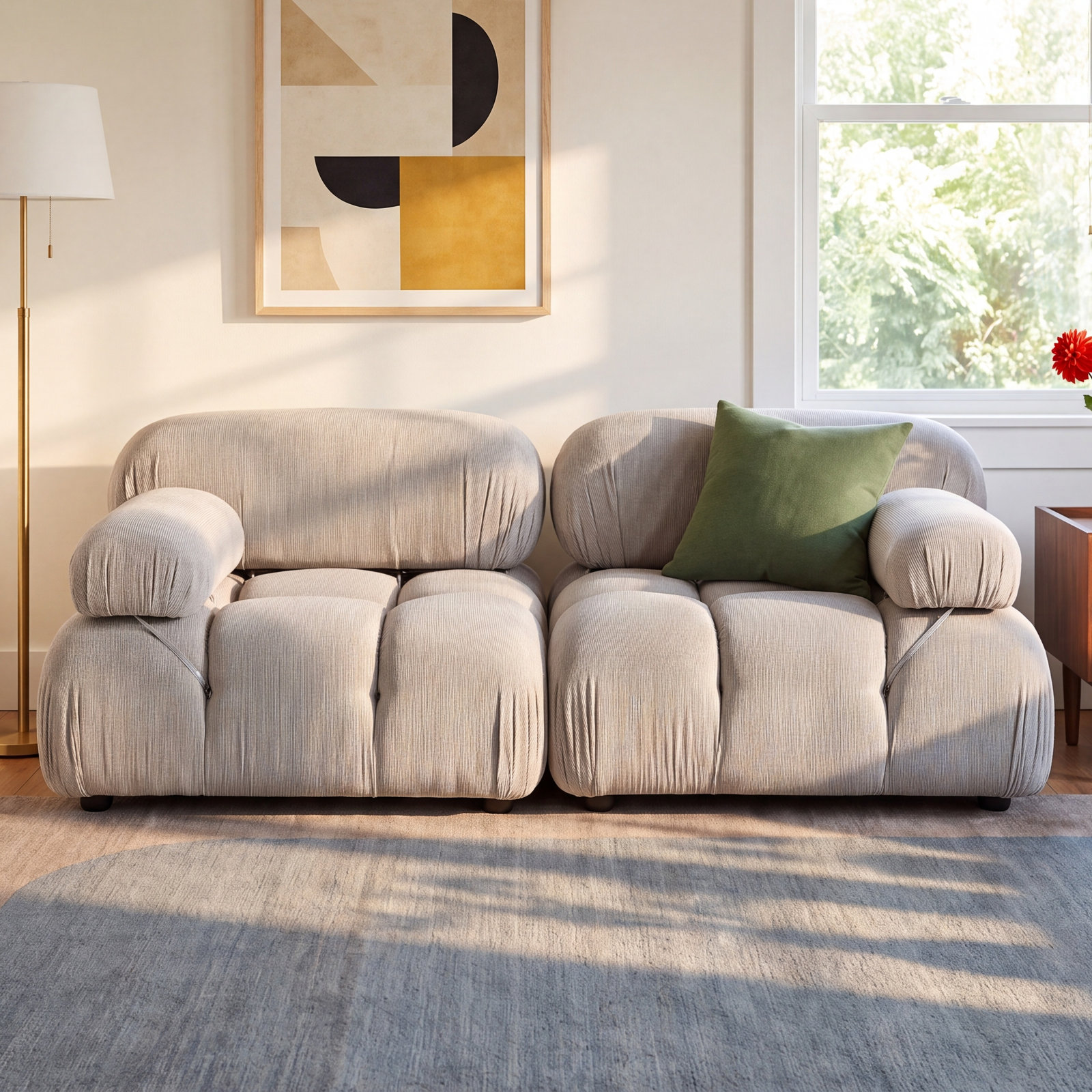 Sigma 73" Loveseat, Pebble Gray Corduroy