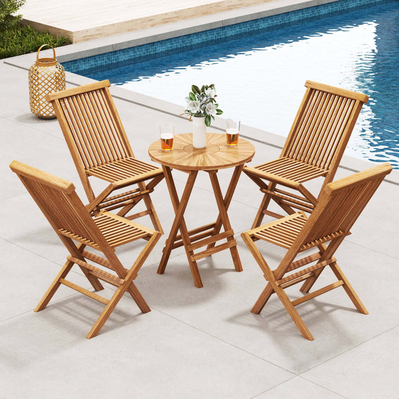 Ensemble de 2 chaises de patio avec siège et dossier à lattes, sans assemblage au bord de la piscine