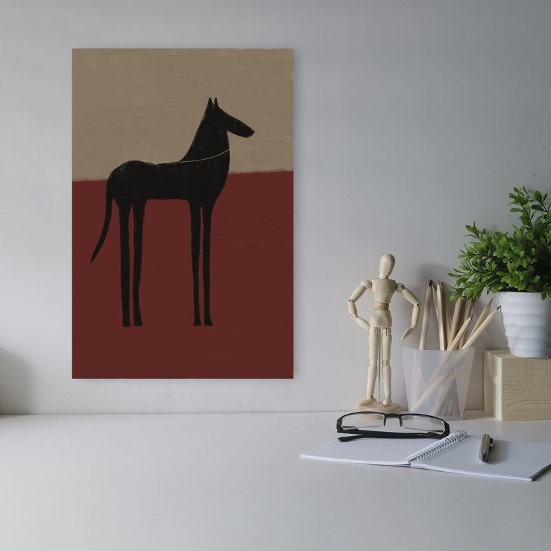 Art abstrait abstrait cheval noir minimaliste