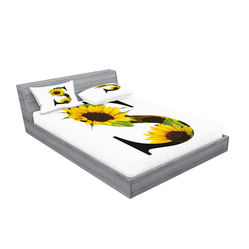 Drap-housse et coussin décoratif Ambesonne Lettre S jaune vert noir, Ensemble de draps pour grand lit + 5 pièces suppl