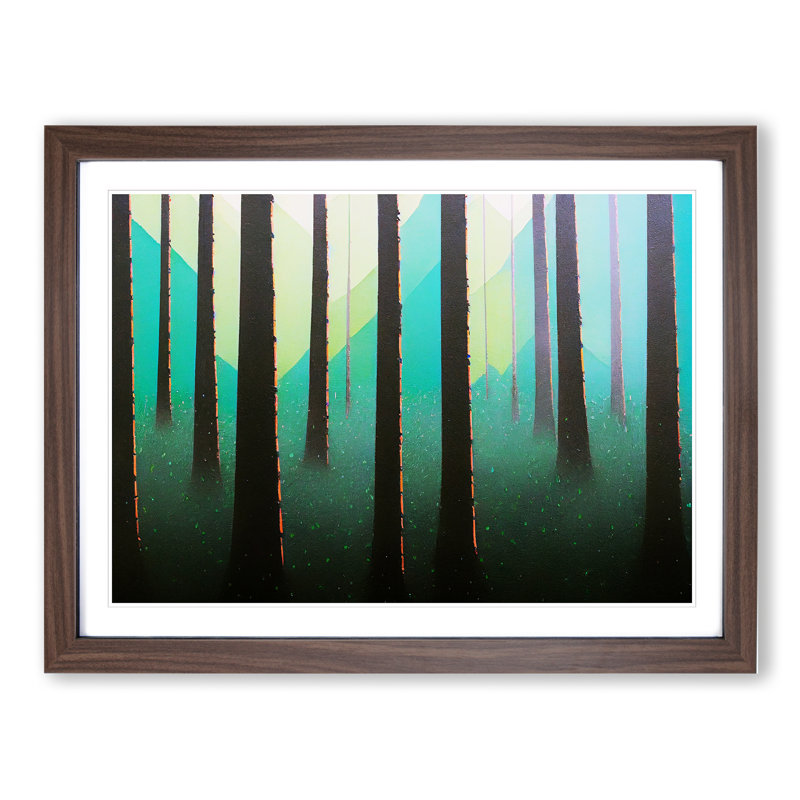 XH1022-6683X Painted Pine Tree Forest - Single Picture Frame Painting, 46cm H x 64cm W x 2cm D, Walnut Framed