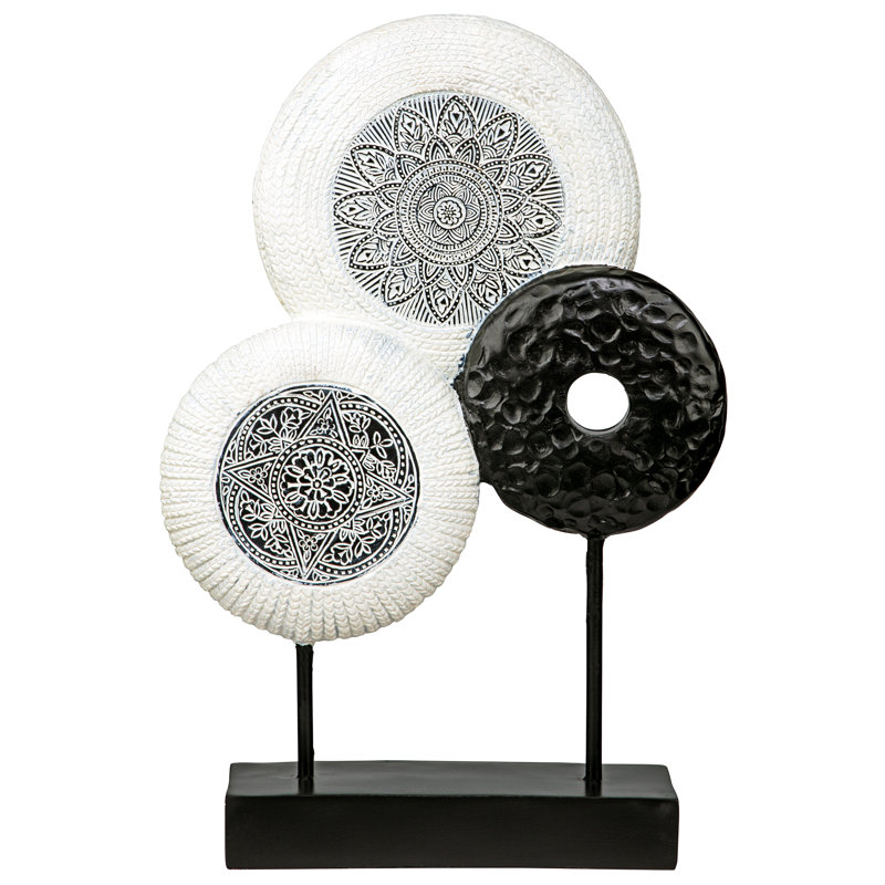 Marrakesh Medallion 17" Black and White Resin Statue