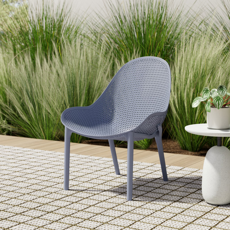 Farrah Outdoor Armless Lounge Chair, Dark Gray