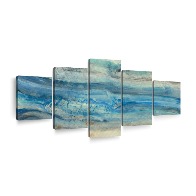 " Ocean Waves " 5 - Pieces, 30" H x 68" W x 1.25" D