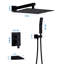 Douche murale noire mate - Tête 12 po, à main, équilibrée, système complet de disque en céramique à main inclus, disque, luminaire fixé-124831624