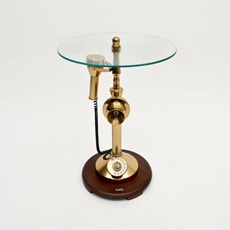 Table d'appoint | Table de téléphone en aluminium rétro | 25 po