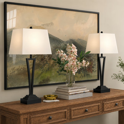 Burholme 30.5" Modern Industrial Metal Table Lamp with USB+Type-C Charging for Bedroom and Living Room