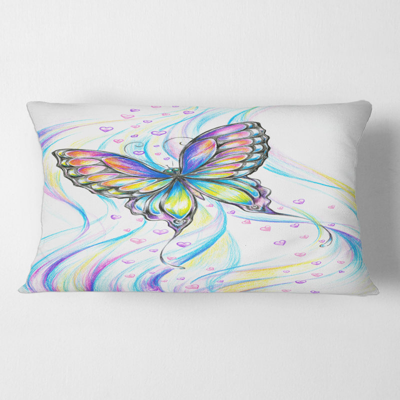 Rectangle, papillon iridiscent - coussin décoratif traditionnel