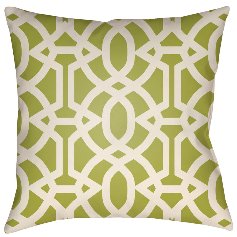 Litchfield Massey Geometric Outdoor Throw Pillow, 18" x 18", Lime Green/Ivory