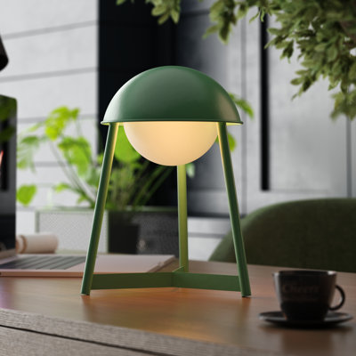 HELMET Rechargeable Cordless LED Table Lamp, 3-Levels Brightness Touch Sensor Control, Moss