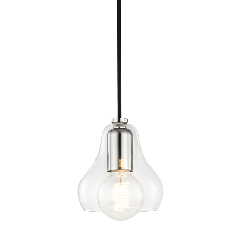 Sadie 1 - Light Single Pendant, Polished Nickel, 8" H x 5.75" W x 5.75" D