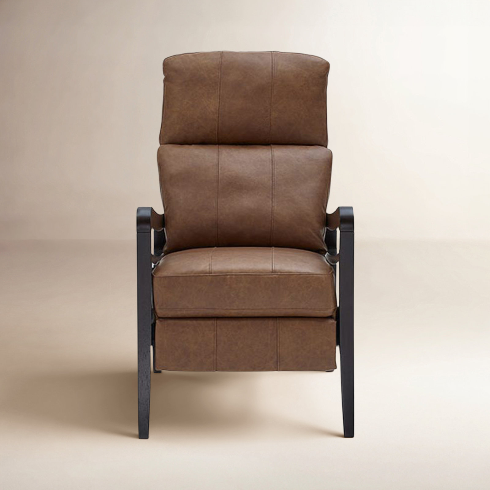 Gracelyn 3 Way Manual Leather Recliner, Mink Full Grain Leather, Espresso, Manual