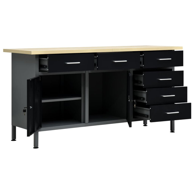 Kobbe 63" W x 23.6" D x 33.5" H Steel Workbench