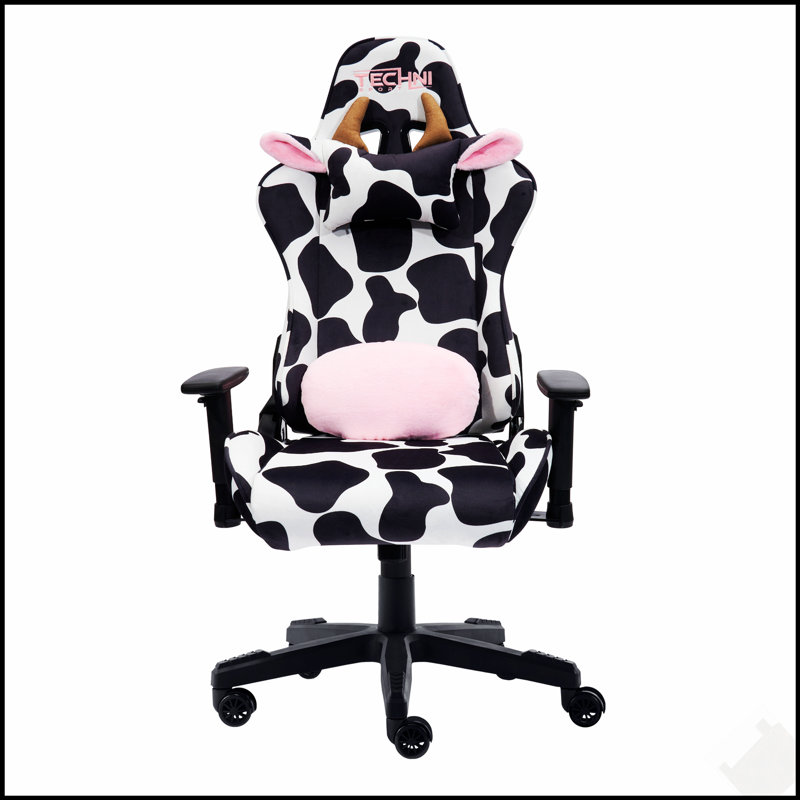 Fauteuil de jeu TS85 COW Print LUXX Series avec mousse viscoélastique et coussin d'appui-tête de vache pour un confort ultime