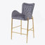 Ensemble de 2 tabourets de bar à hauteur de comptoir 28,75 pouces, tabourets en velours avec pieds et repose-pieds dorés, gris