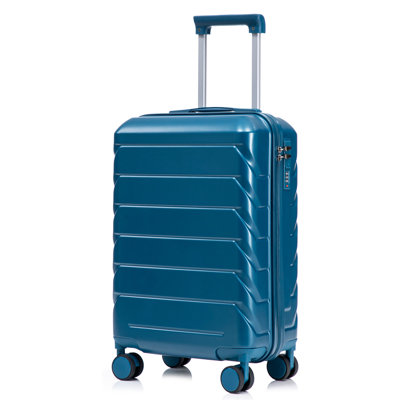 14 "/ 20" 2 pièces / ensemble dans un bagage à roulettes en ABS, avec serrure à combinaison, étui à cosmétiques 14 "(bleu foncé)