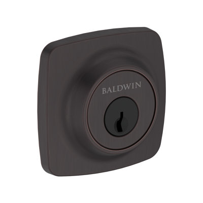 Soft Square Deadbolt Single Cylinder Deadbolt in Lifetime (PVD) Satin Brass