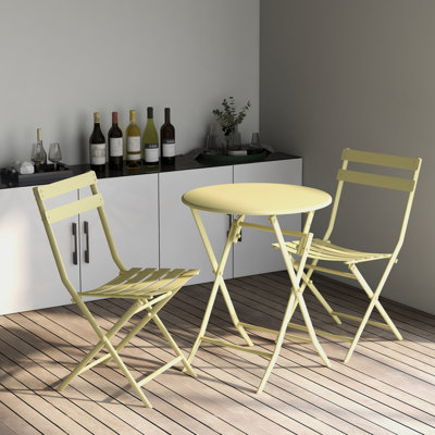 3 Piece Patio Bistro Set Of Foldable Round Table And Chairs, Patio Seating Set, Conversation Set by Ebern Designs
