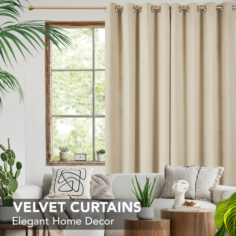 Zmari Blackout Curtain Pair, 52" W x 72" L, Beige