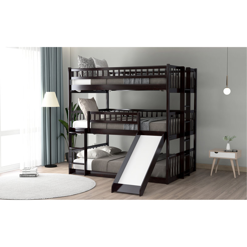 Triple lit superposé, offre un espace de couchage supplémentaire, construit un lit en bois massif, maximise l'efficacité de la chambre à coucher