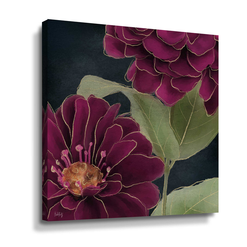 Bourgogne floral 2, galerie, H 10 po x l 10 po x P 2 po, Toile tendue
