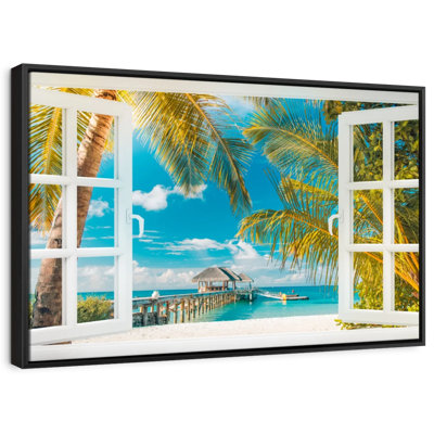 Plage «Faux Window Scene Wall Art»