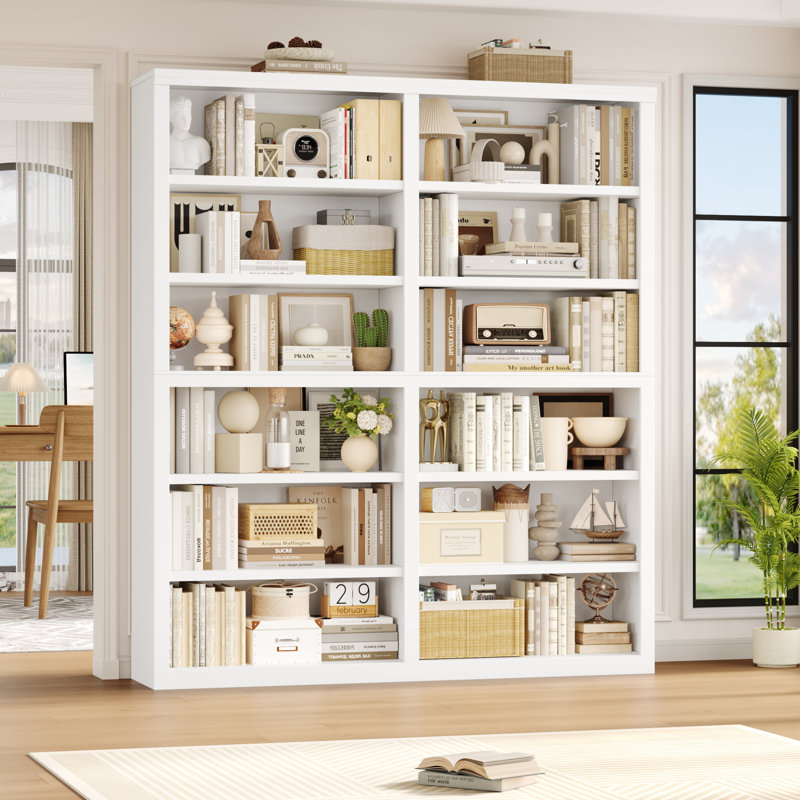 Modern 72.8"H Freestanding 6-Tier Bookcase, 62.9"W 12 Open Compartments Bookshelves  For Your Home Office, Library, Living Room