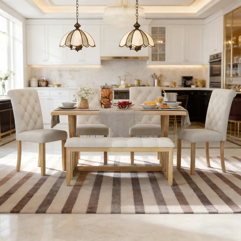 Ensemble repas pour 6 personnes Borina, Bois naturel
