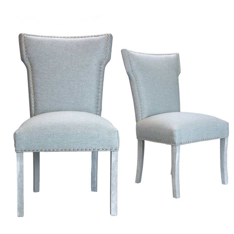 Chaise d'appoint rembourrée Chemise, Blanc, Galet